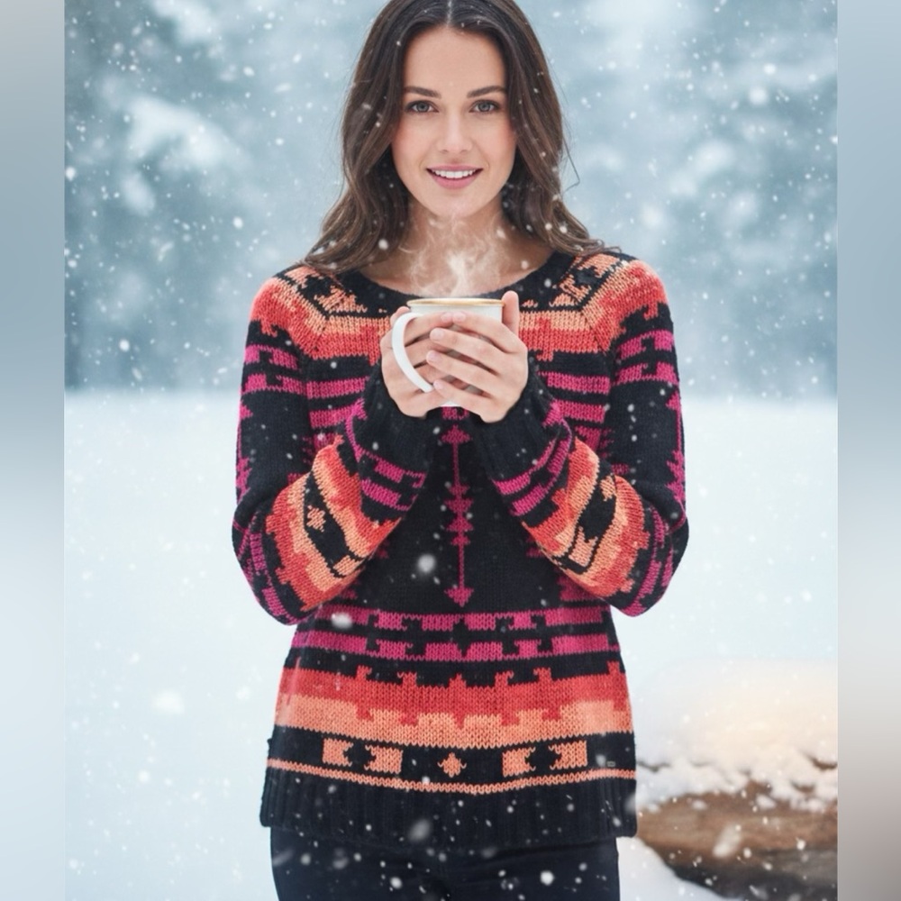 NWT Roxy Exclusive XS Scoop Neck Tribal Aztec Sweater Rare